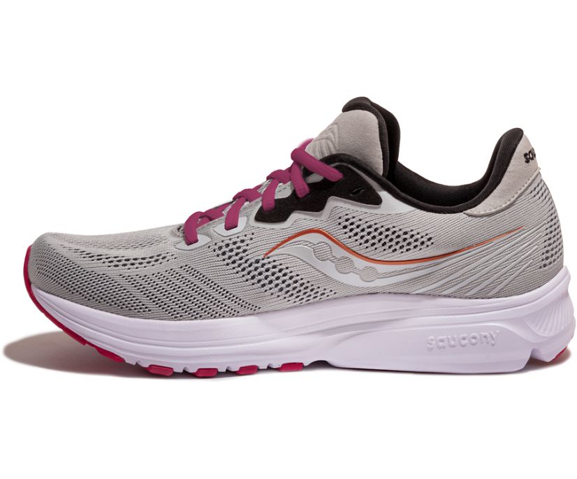 Saucony Ride 14 Wide Women's Running Shoes Grey / Pink | Canada 202ZUTG